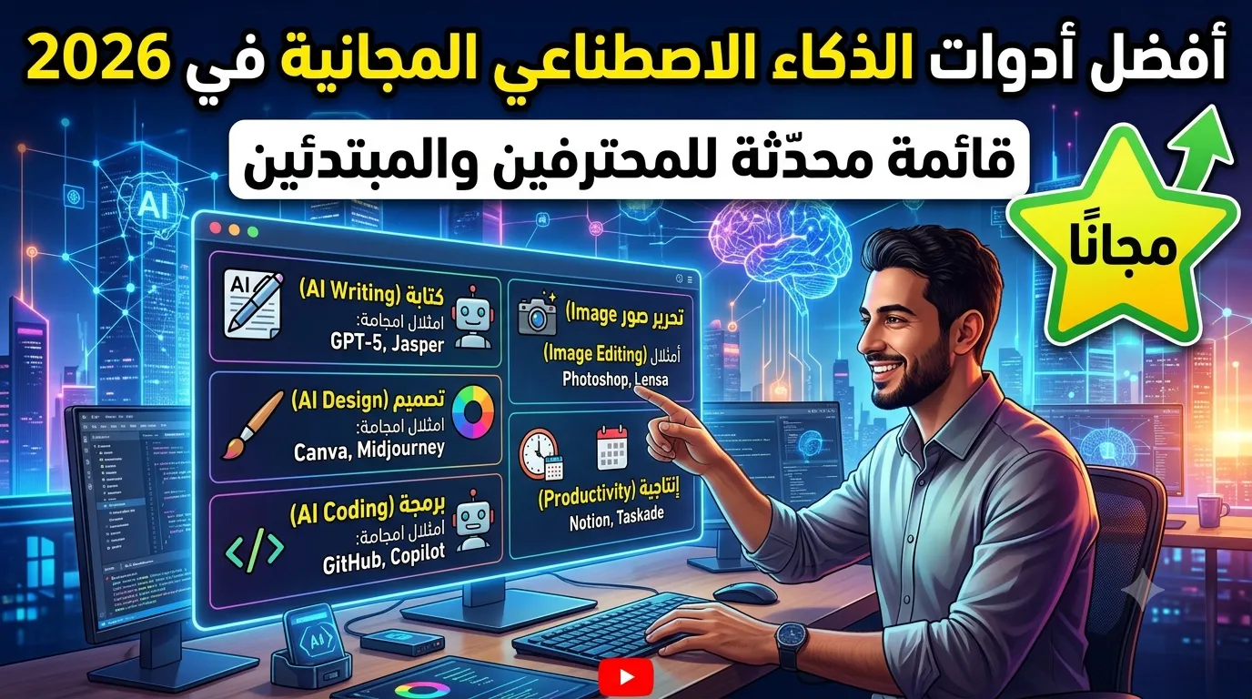 أفضل أدوات الذكاء الاصطناعي المجانية في 2026 | قائمة محدّثة للمحترفين والمبتدئين