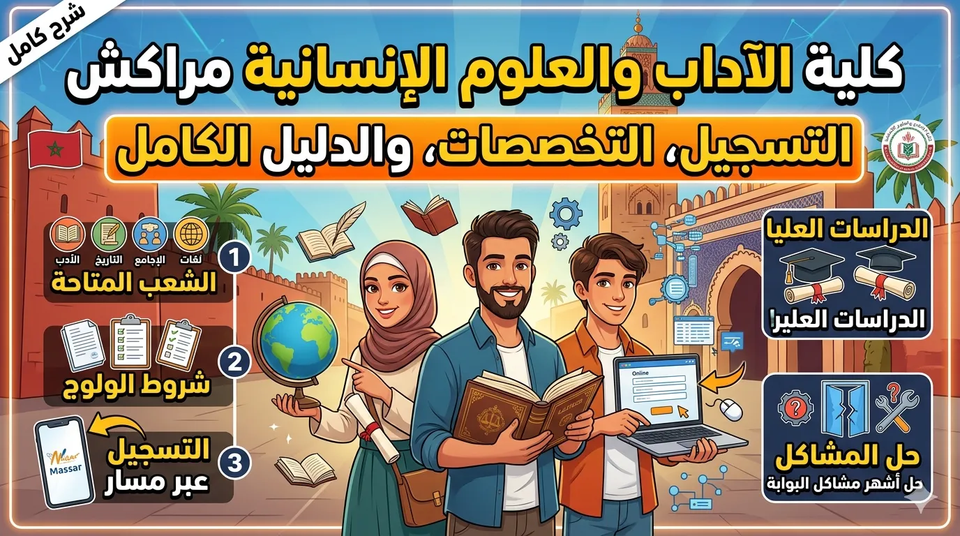 كلية الآداب والعلوم الإنسانية مراكش: التخصصات، التسجيل، والدليل الكامل
